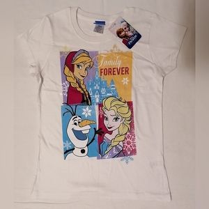 🔥SALE🔥Disney Frozen Anna & Elsa "Family Forever" Girls T-shirt NWT Sz M(10-12)